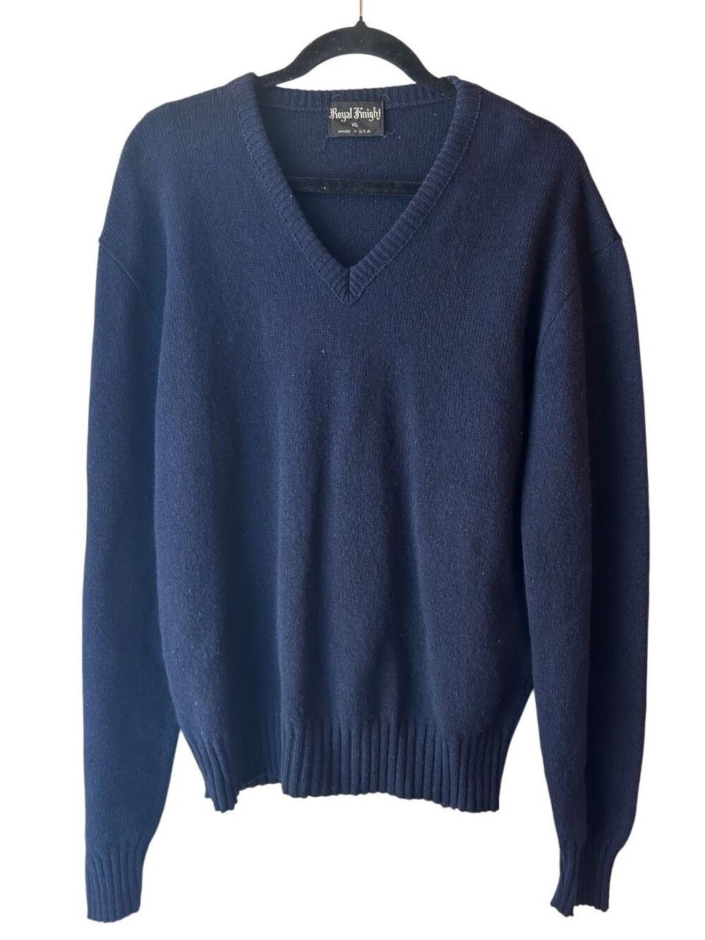 Vintage Royal Knight V-Neck Sweater – Made in USA – Union Made (ILGWU) men's M w